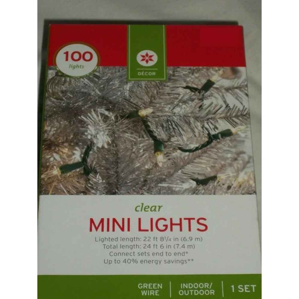 100 Clear Mini Christmas Lights Green Wire Wedding Indoor Outdoor Party Steady